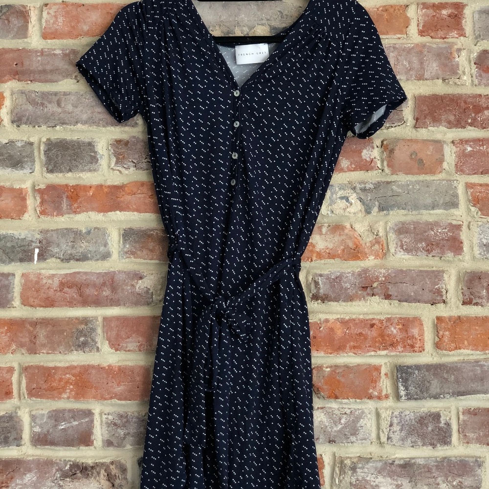 French Grey Polka Dot Dress